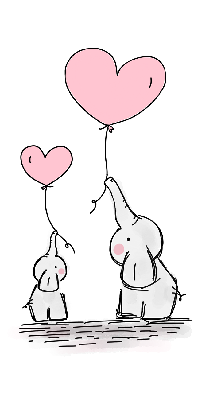 elephants, balloons, love